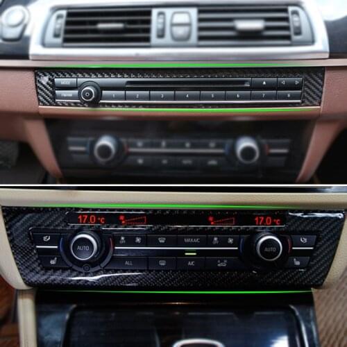 2pcs Carbon Fiber Center Air Conditioning CD Control Panel Cover Trim for BMW 5 Series F10 2011 2012 2013 2014 2015 2016 2017