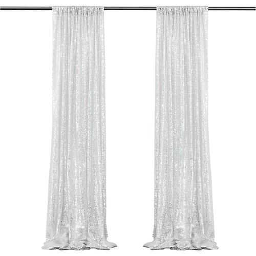 Photo Screen Sequin Backdrop Curtain Decorative Photography 2pcs Silver Halloween Live Broadcast