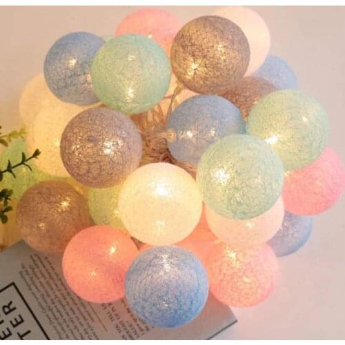 20 LED Cotton Ball Garland Light Strings Fairy Light Strings Christmas Outdoor Holiday Wedding Christmas Party Family Decoration