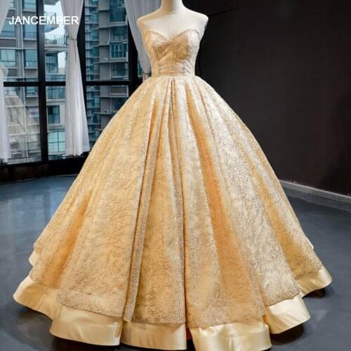 J66938 jancember party dresses 2019 dresses sweetheart sleeveless ball gown lace up back gold sexy evening dress robe de soir e