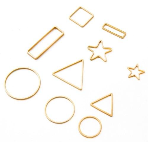 2Pcs 18K Gold Plated Round Square Triangle Rectangle Geometric Connectors Diy Accessories For Jewelry Findings Making Earrings
