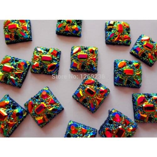 Flashing surface sew on crystal AB colour rhinestones Sew buttons diy jewelry accessories 14*14mm square shape 100pcs