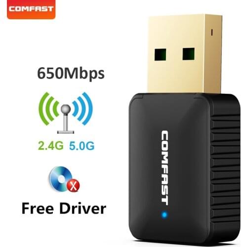 Mini Free Driver 650Mbps USB Wireless Wifi Adapter Black Wifi Network Card RTL8811 Dual Band 11AC Antenna For PC Laptop Desktop