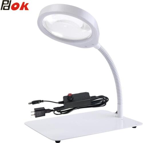 10x Multifunctional Desktop Magnifier Jewelry Loupe Adjustable Angle Reading Watch Repair Magnifying Glass 48pcs LED Desk Light