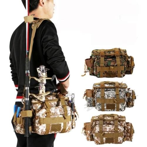 Multifunctional fishing lure bag Waist Bag Messenger Bag fishing backpack inserting fishing rod bag road sub equipment bag