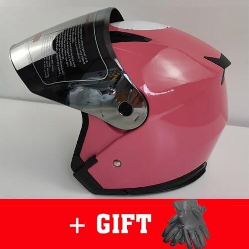 Motorbike Half Face Helmet Dual Lens Motorcycle Scooter Portable Men Women Four Seasons Helmets Motocicleta Cascos Para Gloves