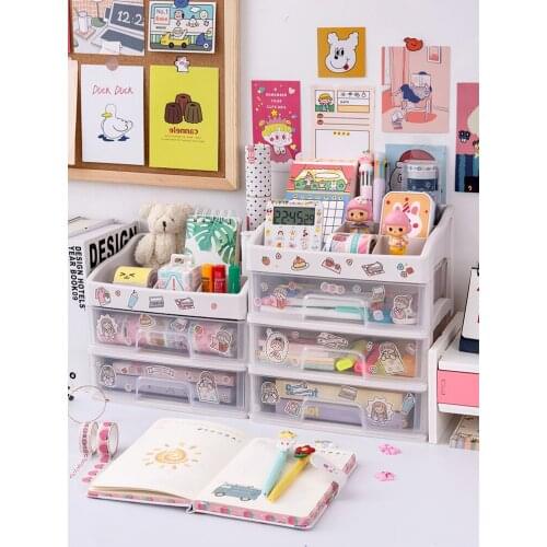 GY Desktop Storage Box Female Drawer Student Stationery Office Desk Organizing Cosmetic Shelf