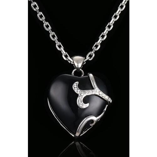 NoEnName_Null 2017 1 PC ms black crystal heart pendant necklace fashion jewelry