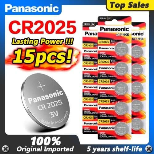 PANASONIC 15pcs original cr2025 ECR2025 BR2025 DL2025 KCR2025 LM2025 3v button battery coin battery for remote control toys