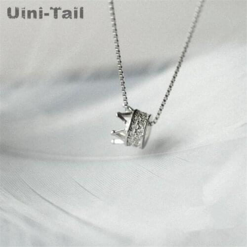 Uini-Tail original design new 925 sterling silver crown micro-inlay necklace female Korean fashion high cold trend girl jewelry