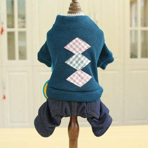 PETCIRCLE Hot Sale Dog Clothes Diamond Check Jeans Coat Fit Small Dog Puppy Pet Cat All Season Pet Cute Costume Dog Cloth Jacket