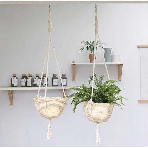 Hanging Basket Plant Holder Basket Seagrass Hanging Planters Basket Handmade Outdoor Countyard Garden Hanging Planters Basket