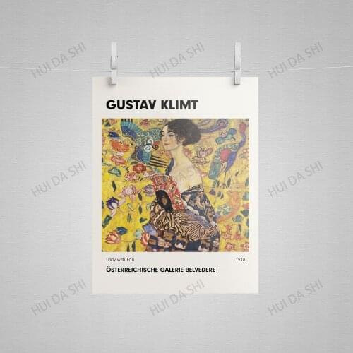 Gustav Klimt Poster, Lady with Fan, Vintage Poster, Interior Design, Gallery Art, Modern Wall Art, Multiple Sizes,Quality Print