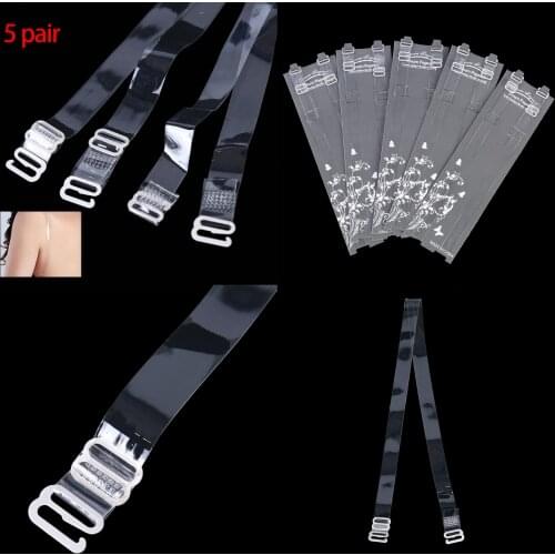5Pairs=10Pc Womens Metal Buckle Bra Straps Belt Elastic Transparent Silicone Bra Straps Adjustable Baldric Lingerie Sling
