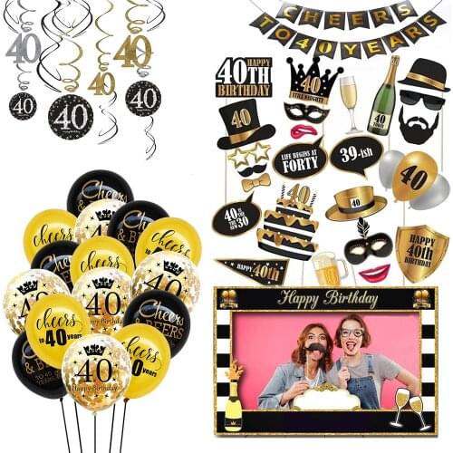 30 40 50 60Years Old Black Gold Happy Birthday Banner Balloons Helium Number Foil Balloon For Adult Party Decoration Anniversary