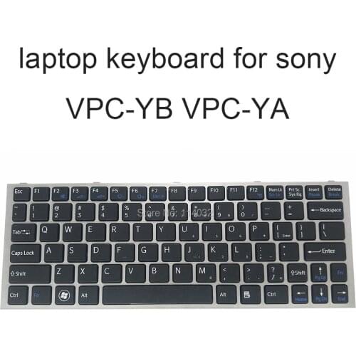 Replacement keyboards VPCYB for Sony VAIO VPCYA VPC YA YB US English black with silver frame keyboard Genuine new accessories
