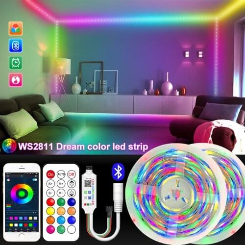5M-20M WS2811 Dream Color 5050 LED Strip Light Bluetooth APP Cotroller SMD RGB Individually Addressable Flexible Ribbon Tape