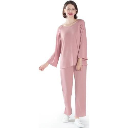 Fdfklak 2XL-7XL Plus Size Loose Casual Home Clothes For Women Home Clothes New Autumn 2 Piece Set Pajamas Womens Sleep Suit