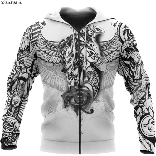 ANCIENT_EGYPT_ANUBIS_AND_EYES_OF_HORUS 3D Over Printed Hoodie Man F70 Women Unisex Outwear Zipper Pullover Sweatshirt Casual