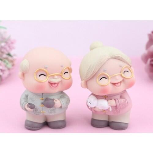 Birthday Cake Statue Decoration kindly Grandparents Sculpture Cake Decor Ornaments Accessories Birthday Gift For Grandparents