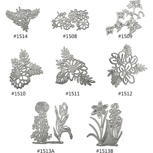 Butterfly Flower with Leaves Carbon Steel Cutting Dies DIY Scrapbooking Photo Album Embossing Paper Cards Making Stencil