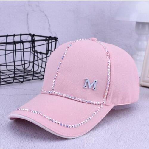 2018 Summer New Women Letter M Rhinestone Baseball Caps For Female Adjustable Hip Hop Fashion Shiny Snapback Hats