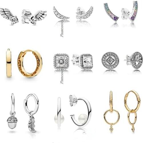 Original 925 Sterling Silver Earring Timeless Elegance With Zirconia Stud Earrings For Women Wedding Gift Pandora Jewelry