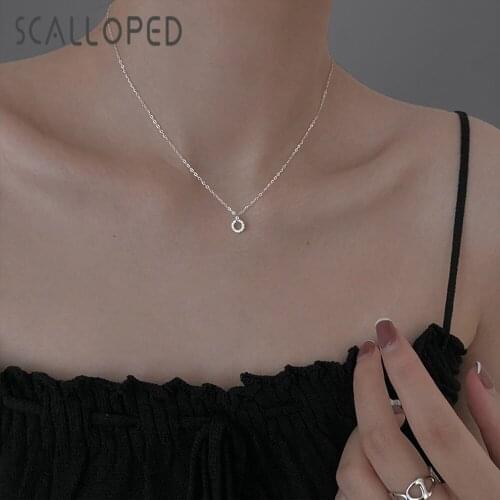SCALLOPED Luxurious Inlaid Zircon Circle Necklace Brilliant Crystal 2021 New OL Style Choker Temperament Women Korean Jewelry