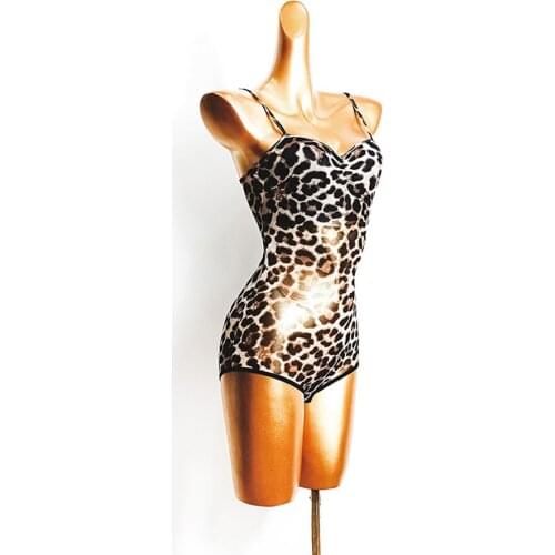 Bare Back Sexy Women Latin Dance Dress Leopard Printed Dancing Cloth Samba Tango Chacha Dancing Performamnce LD523