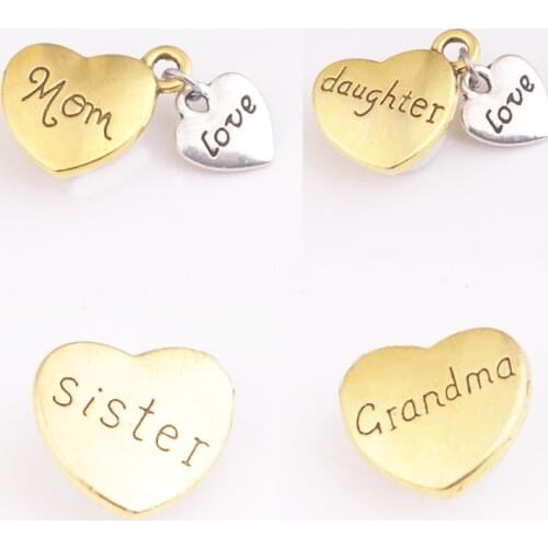LOVE MOM SISTER GRANDMA DAUGHTER 12mm gold metal snap button diy jewelry MS3212