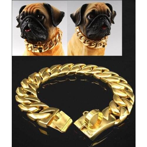 23/30mm Miami Cuban Chain Pet Dog Neckace Collars Choker Pitbull Bulldog Medium Large Dogs Pitbull Heavy Duty Daily Training
