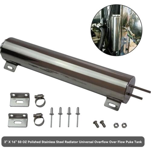 3" x 16" 3 x 16 Stainless Steel Radiator Overflow Expansion Catch Can Tank