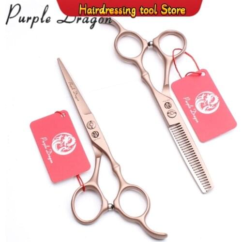 5. 5 6cm JP 440C Purple Dragon Rose Gold Professional Hairdressing Scissors Thinning Shears Normal Scissors Hair Scissors Teeth"