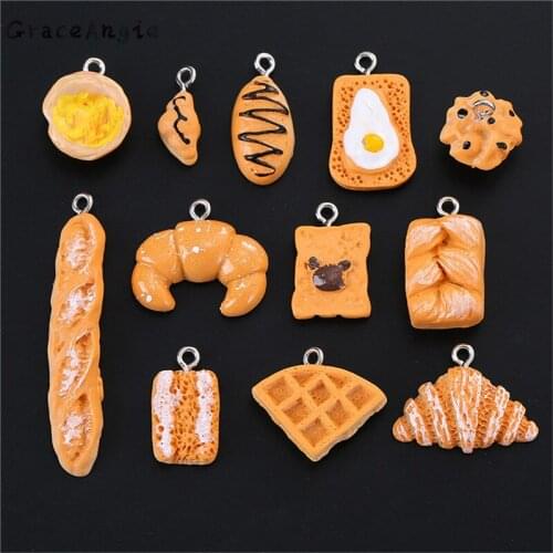 5pcs Cute Imitatio Food Charms Resin Chinese Breakfast necklace Pendant keychain Craft bracelet Jewelry Accessories Earrings DIY