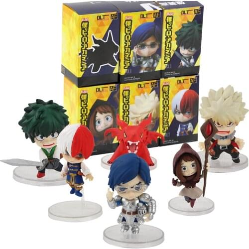 6pcs/lot 5-9cm My Hero Academia Midoriya Izuku Todoroki Shoto Bakugo Katsuki Q Version PVC Collection Model Figure Toys