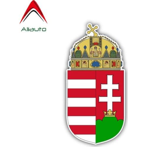 Aliauto Creative Car Sticker Hungary Flag Coat of Arms Accessories Vinyl Decal Cover Scratches for Mazda 3 Subaru Golf ,12cm*6cm