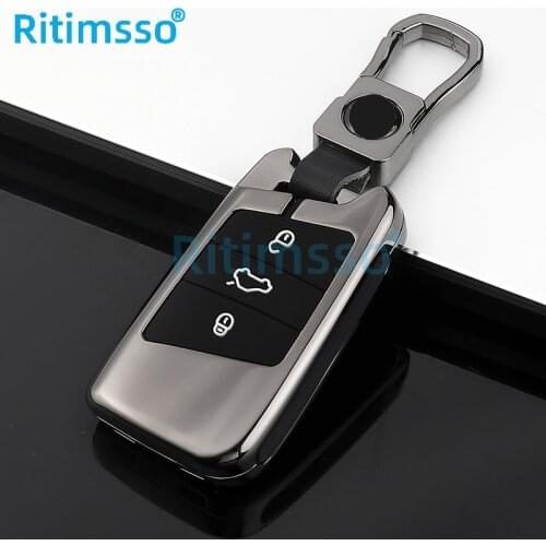 Zinc Alloy Car Key Case Shell For VW Volkswagen Skoda Superb Magotan Passat B8 A7 Golf Smart Remote Cover Car Accessories
