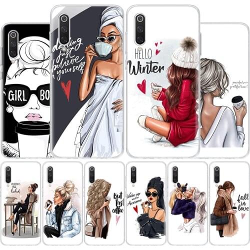 Princess Female Boss Coffee Cover Phone Case For Xiaomi Note 10 Mi 11 9 8 CC9 5X 6X 9T 10T A3 Poco X3 NFC F1 Pro Lite + Coque A1
