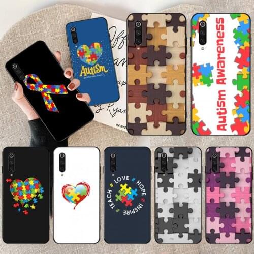Puzzle Autism Awareness Bling Cute Phone Case for Xiaomi Mi 10 Pro lite Mi9 9SE 8SE Pocophone F1 Mi 9T Pro