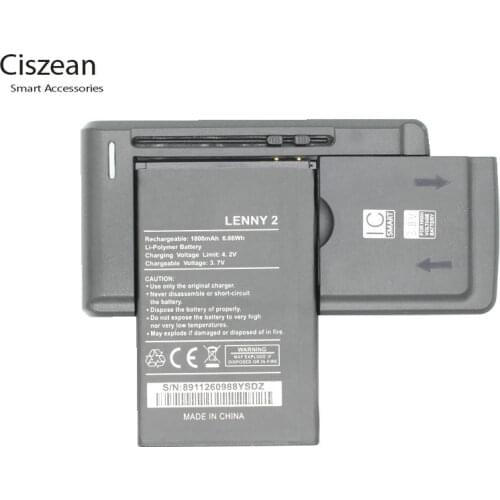 Ciszean 1x New 3.7V 2000mAh Replacement lenny 2 Battery + charger For Wiko LENNY2 Batterie Bateria Batterij Cell Phone Batteries