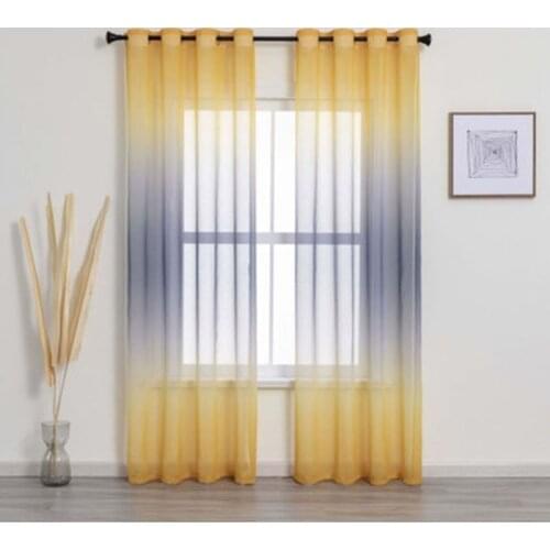 Colorful Sheer Curtains for Living Room Wedding Yellow Grey Gradient Tulle Kitchen Romantic Rainbow Voile Sliding Glass Door