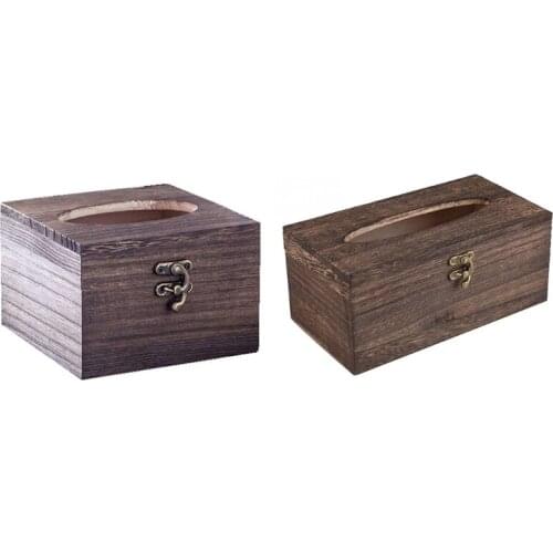 Wood Tissue Box Napkin Cover Home Hotel Pub Cafe Car Paper Holder Case