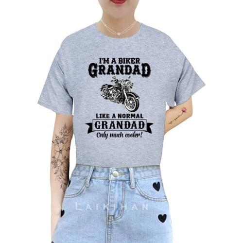 Biker Grandad , Like normal Grandad Cotton O-Neck Short Sleeve T-shirts for Women High loose Short Sport Femme T-Shirt