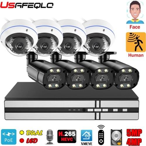 Human Detection Ip Camera Street Video Surveillance System POE KIT H.265 Home Monitoring Set Security Camera Outdoor Protection
