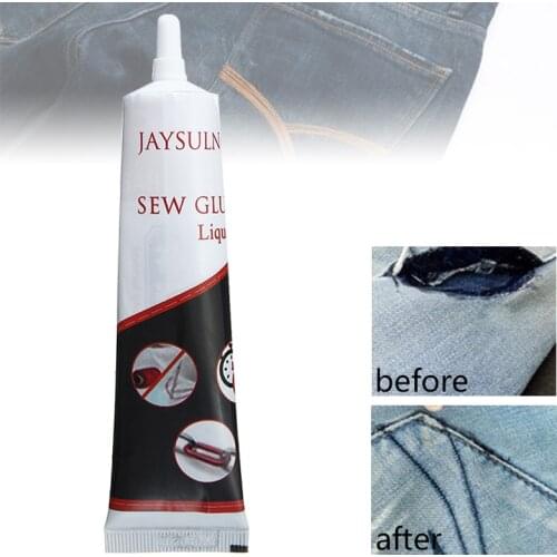 50g Ultra-stick Sew Glue Pure White Liquid Bonding Fast Tack Dry Glue Repair For Clothes Denim Leather All Fabric