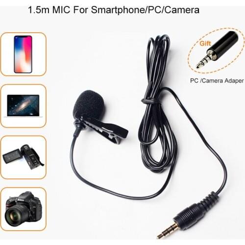 Clip-on Lavalier Microphone 3.5mm Mini Wired Condenser Microphone Mic for phone 6 7 Smartphones Tablet Laptop Camera