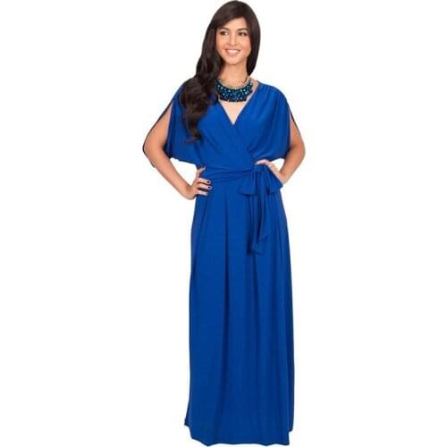 Summer comfortable new fashion wedding party long dress bat sleeve V-neck large size loose pregnant women dress