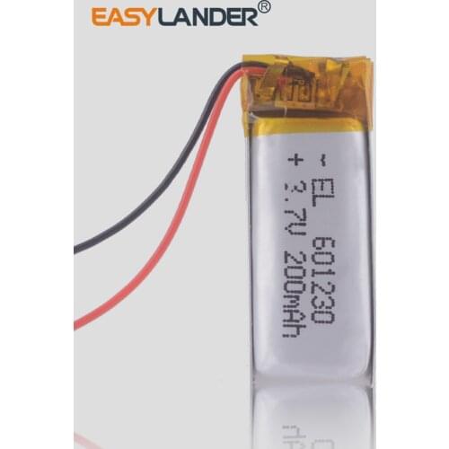 Polymer lithium battery 3.7V, 601230 200mah li po rechargable batteries bluetooth headset headphone mp3 player