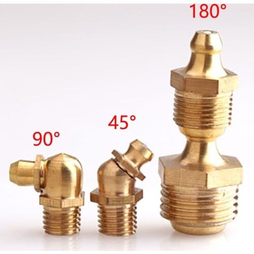 5Pcs/10Pcs Male Thread Brass Grease Zerk Nipple Fitting For Car Grease Gun M6 M8 M10 M12 M14 M16-45°/90°/180