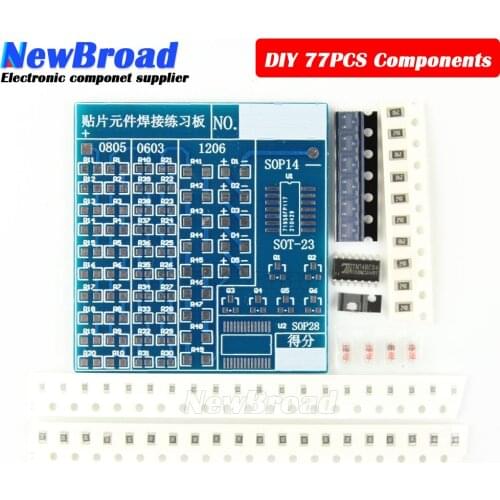 DIY Circuit Board PCB SMT SMD Soldering Practice Board DIY Kit Fanny Skill Training Electronic Suit 77PCS components